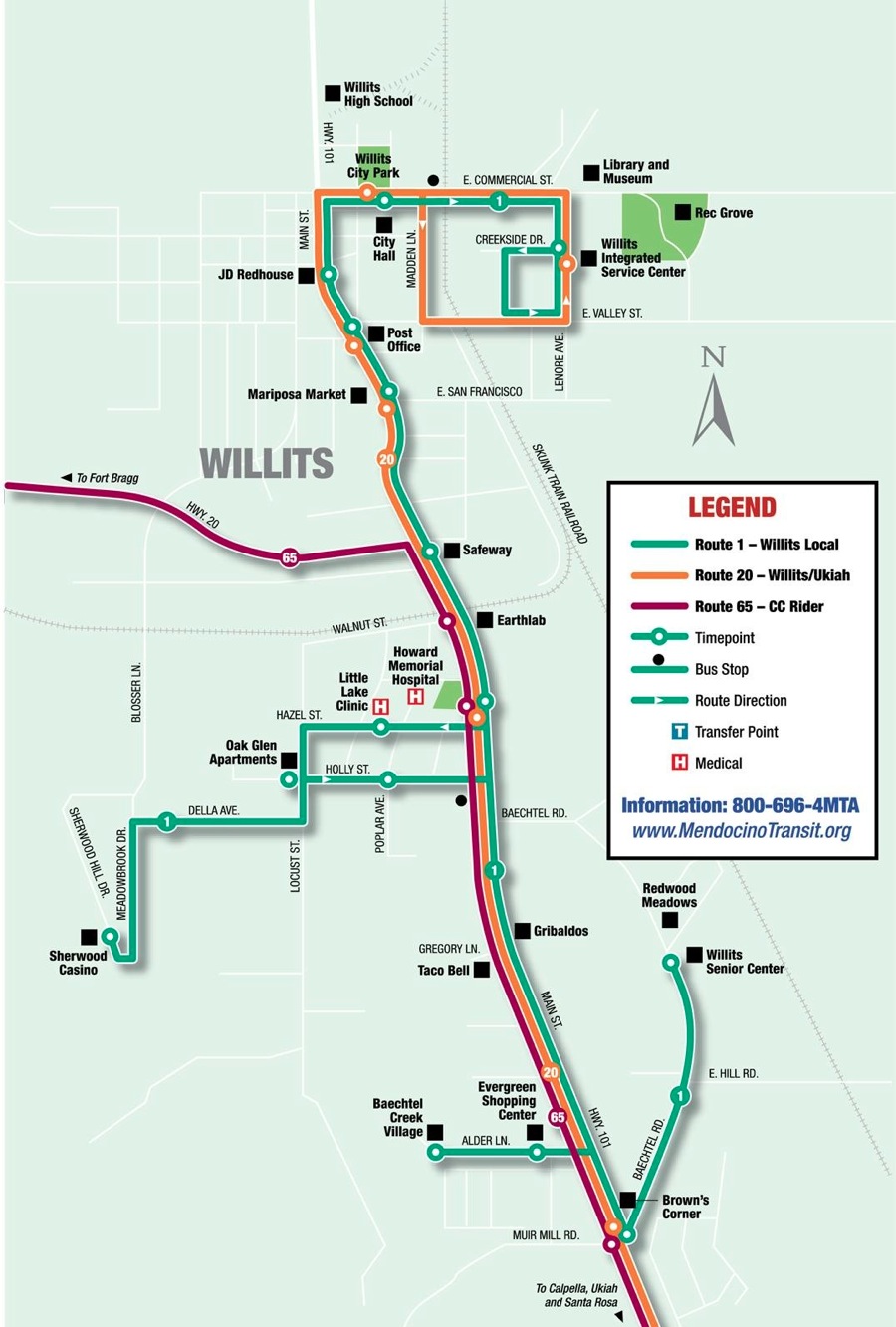 willits route mendocino california county transit maps transportation mta calpella routes