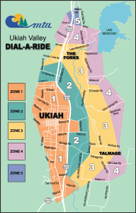 Ukiah Dial-A-Ride fare zones Map of Dial-A-Ride zones in Ukiah.
